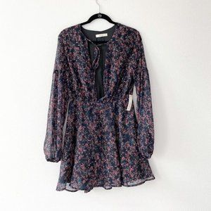 Capulet Floral Long Sleeve Flowy Navy Mini Dress